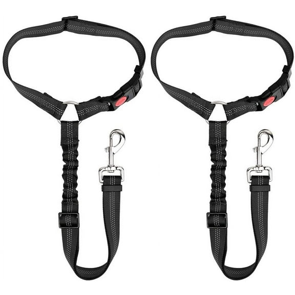 VONTER Dog Seat Belt, 2 Pack Pet Car Seatbelt Headrest Restraint Adjustable Puppy Safety Seat Belt Reflective Elastic Bungee Connect Dog Harness in Vehicle Travel Daily Use