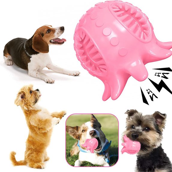 VONTER Dog Toys for Small Dogs Breed Puppies, Squeaky Dog Chew Toy for Aggressive Chewers,Interactive Teething Cleaning Chewing Toy Indestructible,Suitable for 20-50lbs Small MediumDogs,Octopus-Pink