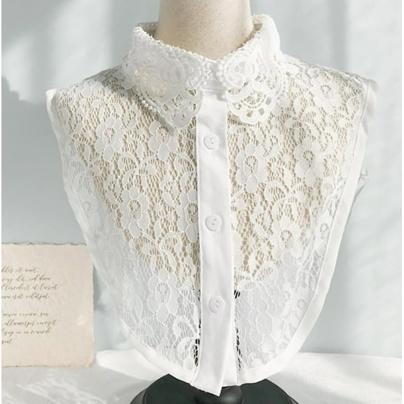 VONTER False Collar Lace Half Shirt Blouse Decorative Detachable Fake Faux Collar for Lady