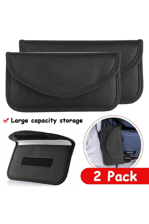 Faraday Bag for Phones(2 Pack&Large), RFID Blocking Bag Faraday Pouch Cage Case Key Fob Protector Signal Blocking Bag for Cell Phone Privacy Protection and Car Key FOB, RFID Card Protector