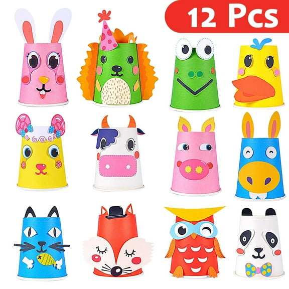 VONTER Fashion Paper Crafts and Arts Kit 12 Pack Animal Preschool Crafts Toys for Toddler Kids