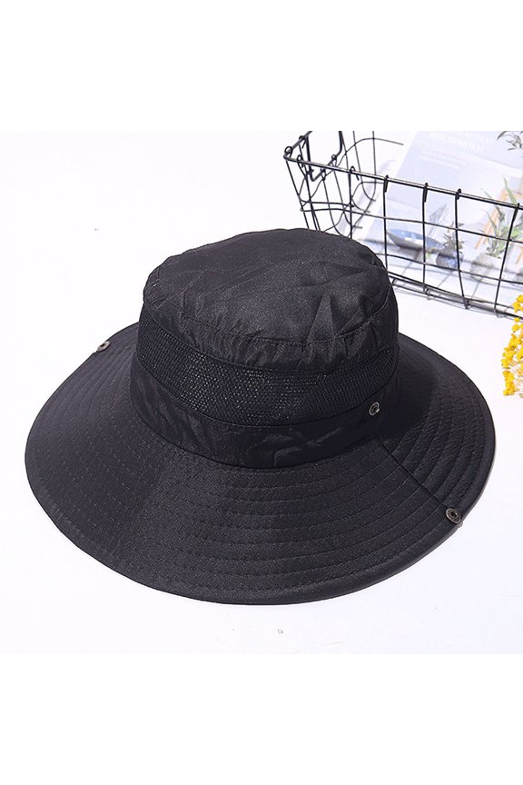 Fishing Hat and Safari Cap with Sun Protection | Unisex Wide Brim Sun Hat,Premium UPF 50+ Hats UV Protection Sun Caps Camping Hiking Fishing Hunting Boating Safari Cap for Men and Women-Black