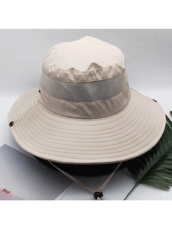 Fishing Hat and Safari Cap with Sun Protection | Unisex Wide Brim Sun Hat,Premium UPF 50+ Hats UV Protection Sun Caps Camping Hiking Fishing Hunting Boating Safari Cap for Men and Women-Beige
