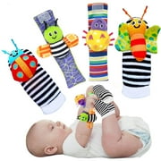 VONTER Foot Finder Socks & Wrist Rattles - Toys for Baby Boy or Girl - Brain Development Toys - Hand and Foot Rattles Suitable for 0-3, 3-6, 6-12 Months Babies