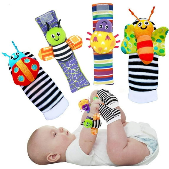 VONTER Foot Finder Socks & Wrist Rattles - Toys for Baby Boy or Girl - Brain Development Toys - Hand and Foot Rattles Suitable for 0-3, 3-6, 6-12 Months Babies