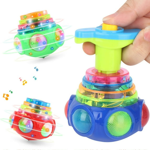 VONTER Gyro Toys for Kid Music Flashing Spinning Tops Glow Kids Educational Playthings for Cultivate Eye Hand Coordination and Congnition - Blue