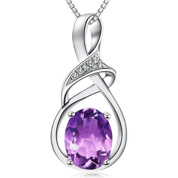 VONTER Ideal Gifts for Women Swiss Blue Topaz and Amethyst Pendant Necklace Sterling Silver Natural Gemstone,Necklace for Mom Mothers Day Birthday Gifts,Blue Topaz Amethyst Citrine - Purple