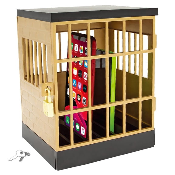 VONTER Jail for Phone Cell Phones Prison Phone Jail Cell Phones Prison Lock Up Safe Smartphone Stand Holders Classroom Home Table Office Storage Gadget -Family Time, Party Fun Novelty Gift Idea