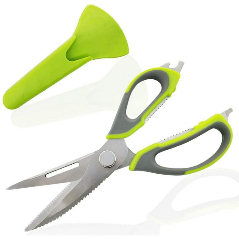 Kitchen Scissors Come-Apart Kitchen Shears Scissors Heavy Duty FREE Holder  Green