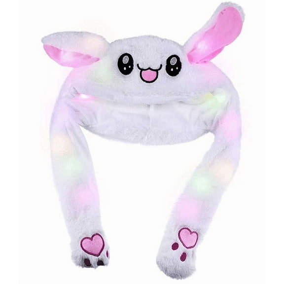VONTER -LED Glowing Plush Moving Rabbit Hat Funny Glowing and Ear Moving Bunny Hat Christmas Party Holiday Hatap for Women Girls,