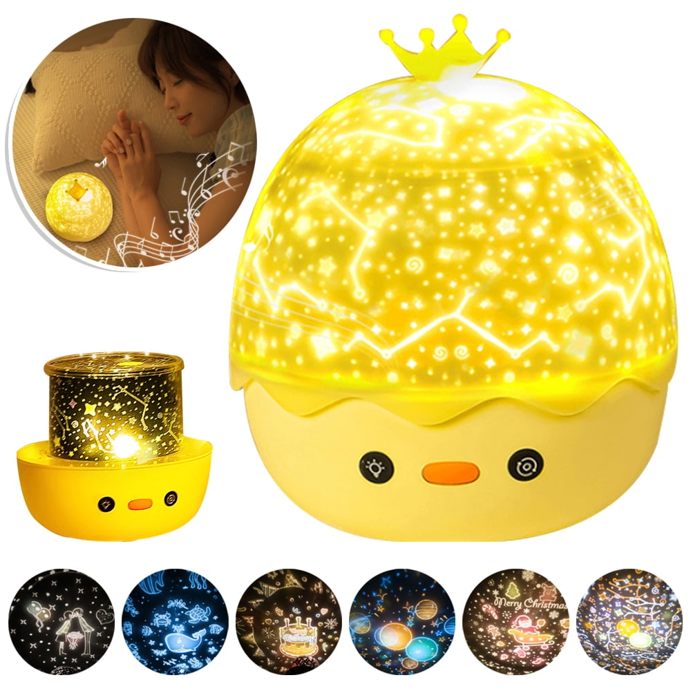 VONTER LED Projection Lamp Crown Duck Starry Sky Remote Control Music Sound Night Light Adult and Child Birthday Gift Romantic Atmosphere Home Decoration USB Nursery Light for Baby Kid