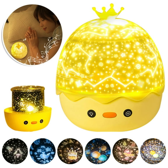 VONTER LED Projection Lamp Crown Duck Starry Sky Remote Control Music Sound Night Light Adult and Child Birthday Gift Romantic Atmosphere Home Decoration USB Nursery Light for Baby Kid