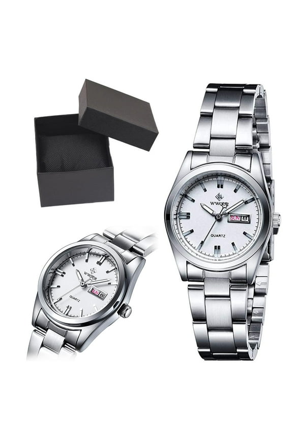 Ladies Dress Watches Small Face Pink/Blue/White Dial Waterproof Women Analog Quartz Watch with Stainless Steel Band