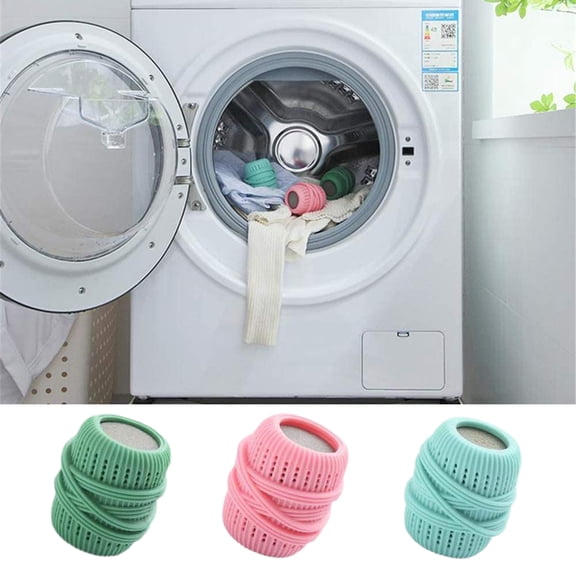 VONTER Laundry Clean Ball Reusable Dryer Washing Drying Fabric Softener Roller High Flexibility Prevent Clothes from Tangling Or Knotting Built-in High-Density Sponge Can Add Detergent (3pcs)