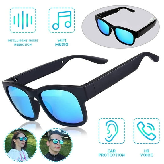 VONTER Moonvvin Polarized Sunglasses Bluetooth Bone Conduction Headset Smart Glasses Wireless Sport Stereo Audio Headphone Sunglasses Blue