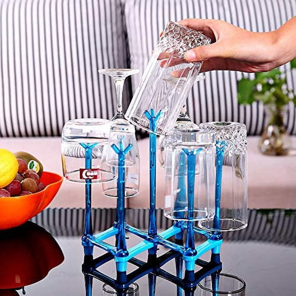 VALINK Cup Drying Rack Stand,Beer Glasses Rack - Bottle Drying Rack, Metal  6 Cup Mug Holder with Handle Non-Slip Water Cup Drain Storage Rack