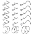 thumbnail image 1 of VONTER Nose Rings Studs L Shape Nose Screw Surgical Stainless Steel Nose Rings Hoop Diamond Heart Hypoallergenic Nostril Nose Piercing Jewelry for Women Men Silver Rose Gold Black Rainbow 21 PCS, 1 of 11