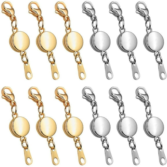 VONTER Pack of 12 Gold and Silver Color Magnetic Lobster Clasps for Jewelry. Strong Magnet Accessory for Necklace, Bracelet. DIY Friendly.