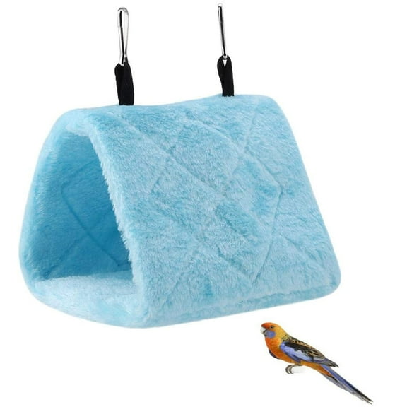 VONTER Pet Bird Nest House Parrot Bed, Plush Happy Hut Hammock Hanging Cave Snuggle for Budgies Parakeet Cockatiels Cockatoo Conure Lovebird Finch, Diamond Doves Cage Toy Tent -Blue