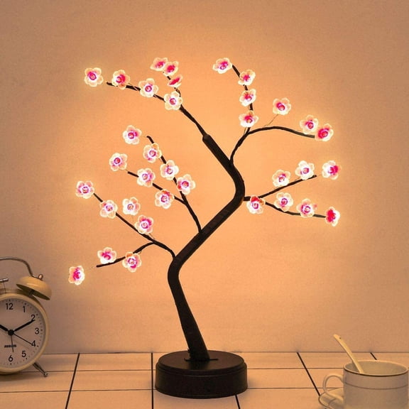 VONTER Plum Blossom Bonsai Tree Light - 20'' Artificial Fairy Light Spirit Tree with 36 LED Plum Blossom Lights - USB/Battery Touch Switch, Deco of Bedroom, Living Room, Party Wedding and Christmas