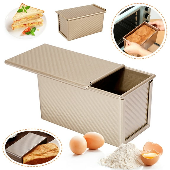 VONTER Pullman Loaf Pan with Lid Non-Stick Bakeware Bread Toast Mold Bread Baking Pan (Gold)