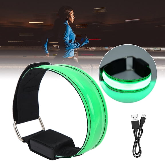 VONTER Rechargeable LED Armband High Visibility LED Running Light Adjustable Reflective Running Gear Light for Jogging Camping Outdoor Sports Glow Wristbands Light Cycling Ankle Reflective Strips