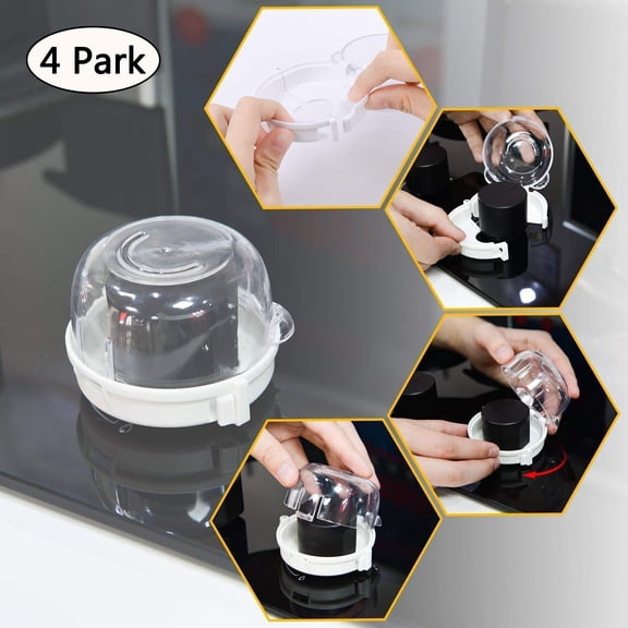 VONTER Safety-Novelty Child-Proof Stove Knob Covers: Strong 2020 Upgraded Heat Resistant Model | Please Measure Your Knob First | 4 Pieces Optional 3M Strongest Adhesive Included | Baby & Kids Kitchen