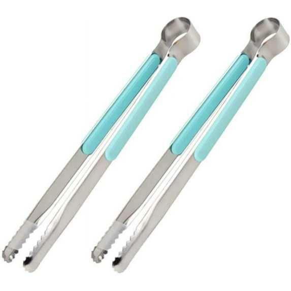 VONTER Stainless Steel Barbecue Clip, Kitchen Cooking Tongs, Korean Style Food Tongs with Heat Resistant Handle, for Kitchen Outdoor Barbeque Salad Fish Thick Steak 2pcs