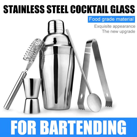 VONTER Stainless Steel Bartender Kit,Cocktail Shaker Bar Set with Martini Kit,Double Measuring Jigger,Mixing Spoon,Liquor Pourers,Muddler,Strainer&Ice Tongs Professional Bartender Drink Making Tools