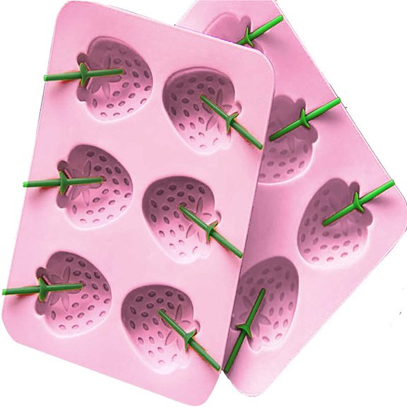 VONTER Summer Strawberry Shape DIY Ice Tray Popsicle Box,Creative Strawberry Ice Cream Mold Box With Lid,Frozen Quick-Frozen Tray For Fresh Fruits,Ice Lattice Food Grade Silicone
