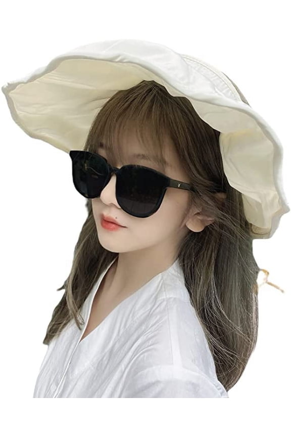 UPF 50+ Sun Visor 2 in 1 Foldable Shell Hat Hair Hoop Headbands Wide Brim Summer Beach Cap Adjustable for Girls Women