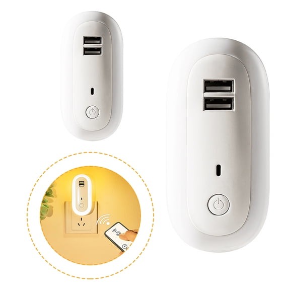 VONTER USB Wall Charger,USB Smart Night Light,Outlet Adapter,with Dual USB Charger Ports,Dual Outlet Extender and Dusk-to-Dawn Sensor Night Light Adjustable Brightness for Bedroom, Bathroom, Kitchen