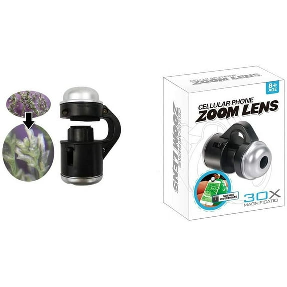 VONTER Universal 30X Zoom Bright LED Stereo Microscope Magnifier Clip-On Cell Phone Mobile Phone Camera Lens Compatible with Apple iPhone Samsung iPad