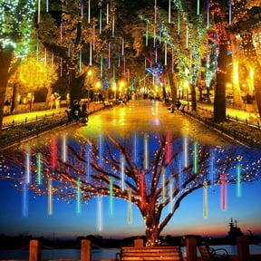 VONTER Upgraded Meteor Shower Rain Lights - Waterproof Drop Icicle Snow Falling Raindrop 10 Tube 360 LEDs Cascading Lights for Wedding Xmas Home Dcor (Multi Color)