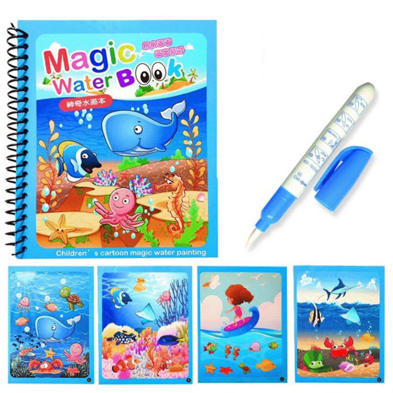 Paint with Water Coloring Book for Kids, Watercolor Painting Books Kit for  Kids Ages 3 4 5 6 7 8, Cute Cartoon Water Color Paint Set Art Craft Gift