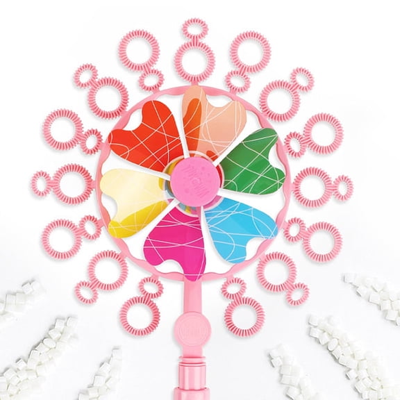 VONTER Windmill Bubble Wand, 15.5 Inch Bubble Blower and Pinwheel Spinner for Kids with Solution in Handle, Outdoor Activity for Summer and Backyard Fun, Best Gift for Boys and Girls
