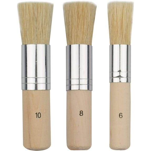 VONTER Wooden Stencil Brush (Set of 3),Pure Natural Bristle Diy Art Crafts Paint Brush Perfect for Acrylic Paint,Wood,Oil Painting, Watercolor Painting,Stencil Project,Card Making and DIY Art Crafts