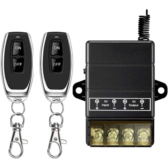 VONVOFF 12v Remote Control ,Low DC12V/24V/48V/72V 30A Relay Remote Kit with 328ft Long Range for Pump,Lights,Fan,, Systems, (Black)