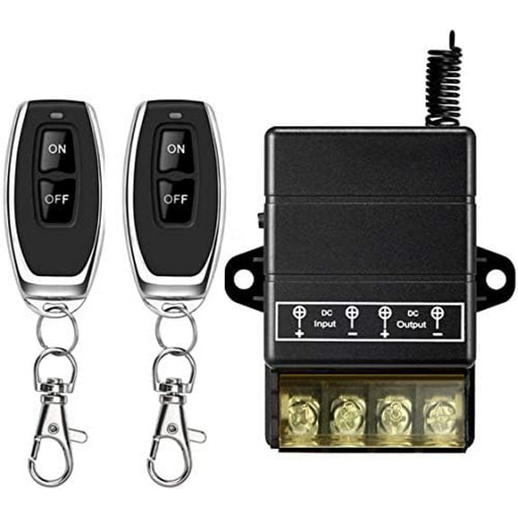 VONVOFF 12v Remote Control Switch,Low Voltage DC12V/24V/48V/72V 30A Relay Wireless Remote Switch Kit with 328ft Long Range for Pump,Lights,Fan,Motor,Security Systems,etc (Black)
