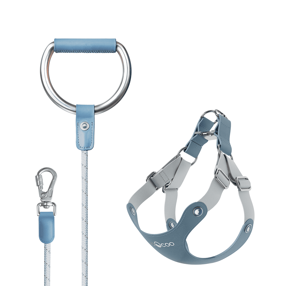 VOOCOO Dog Harness and Leash Set, No Pull No Choke Neck & Chest Adjustable Pet Harness for Small, Medium Dogs, Soft PU Leather Dog Harness with Reflective Anti-Twist Dog Leash for Puppy, Kitten, Cats