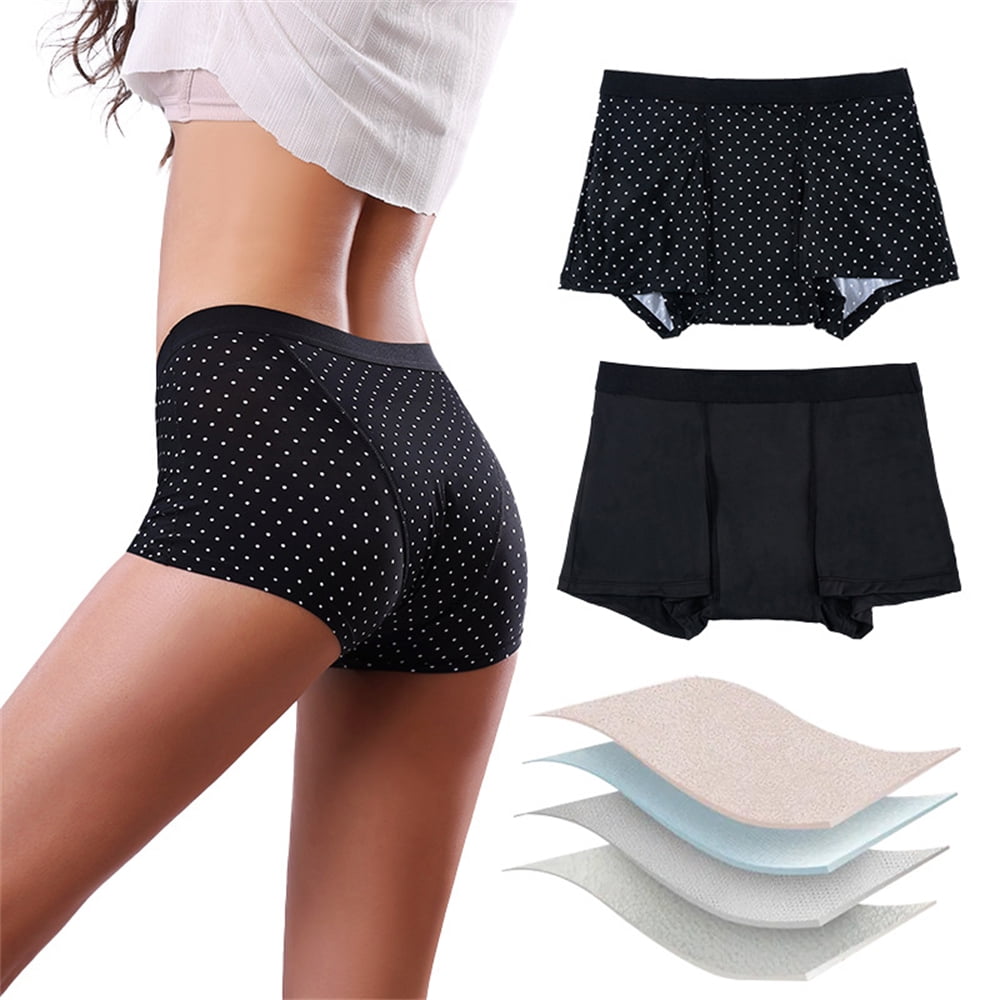 VOOPET 2 PACK Womens Boxer Period Underwear Heavy Flow Absorbent