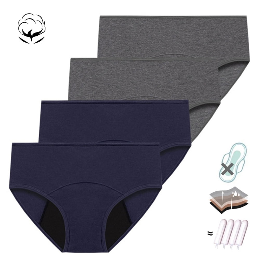 VOOPET 4 Pack Leak Proof Menstrual Panties Women Period Breathable Underwear  Plus Size Sexy Waterproof Briefs 