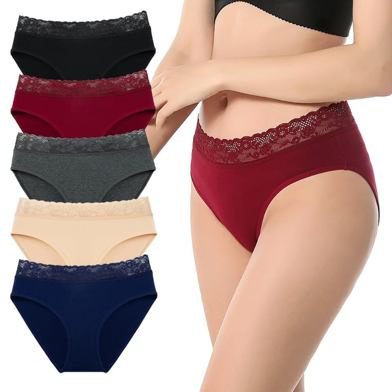 GNEPH Womens Underwear Cotton Bikini Panties for Women Underpants Briefs  Hipster Lace 5 Pack