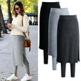 thumbnail image 1 of VOOPET Women Two Pieces Pencil Skirt With Leggings High Waist Winter Warm Fleece Long Bodycon Fake Skirt Pants, 1 of 5