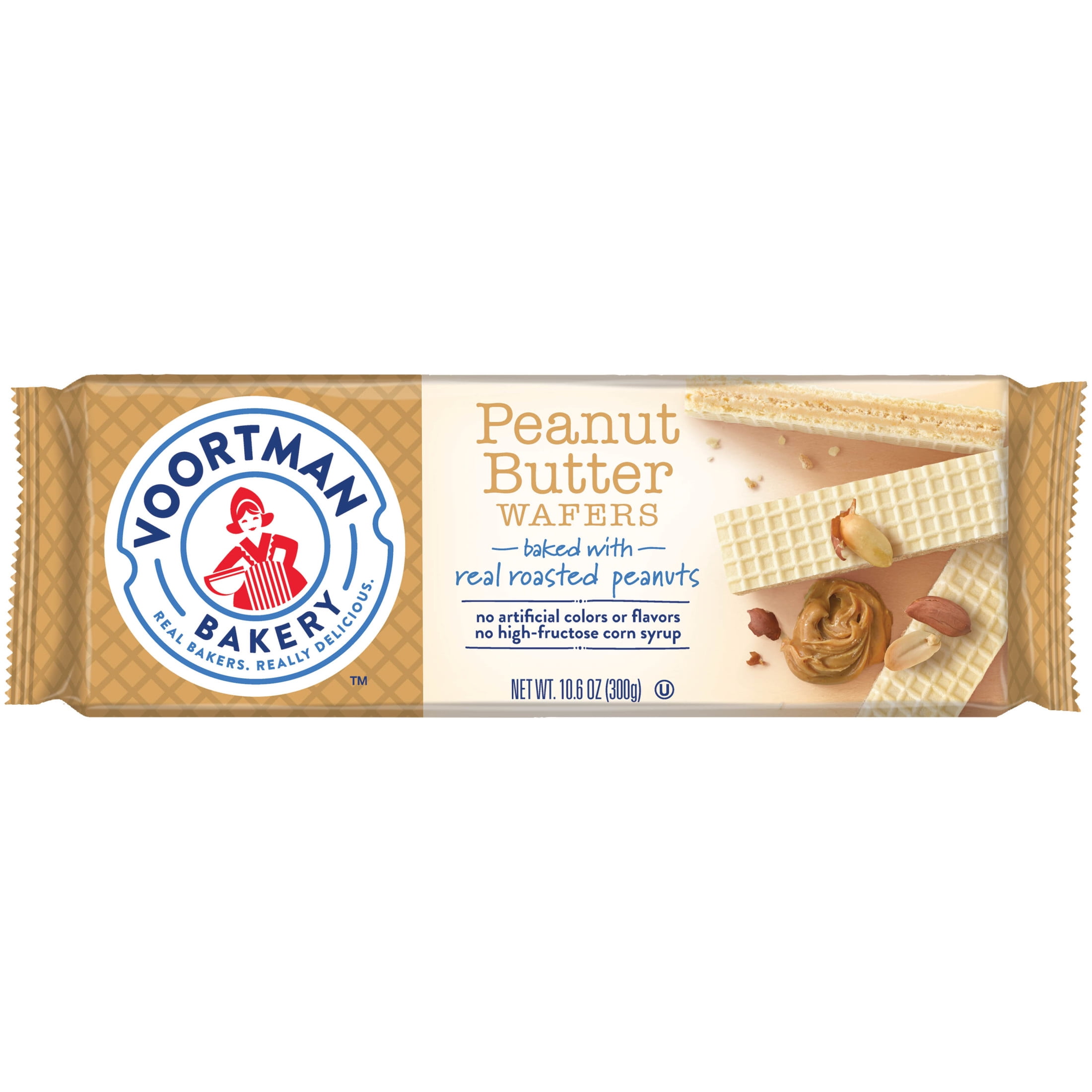VOORTMAN Peanut Butter Wafer Cookies, Baked with Real Roasted Peanuts  10.6 oz