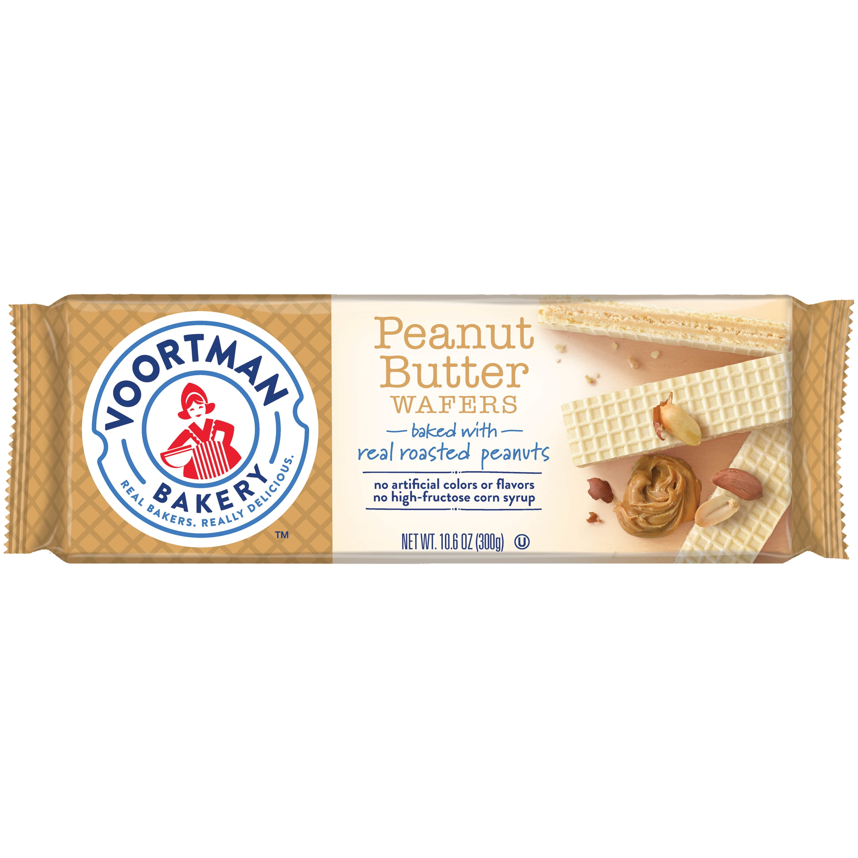 VOORTMAN Peanut Butter Wafers, Creamy Peanut Butter Snack, Baked with