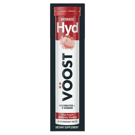 VOOST Hydrate Daily Vitamin Supplement, Effervescent Vitamin Drink Tablet, Fruit Punch, 20 Ct