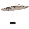 thumbnail image 1 of VOOYA HOME 15ft Large Patio Umbrellas Base Included, Outdoor Double-Sided Umbrella with Crank Handle, UV Protective for Pool, Lawn Garden, Backyard Beige, 1 of 7