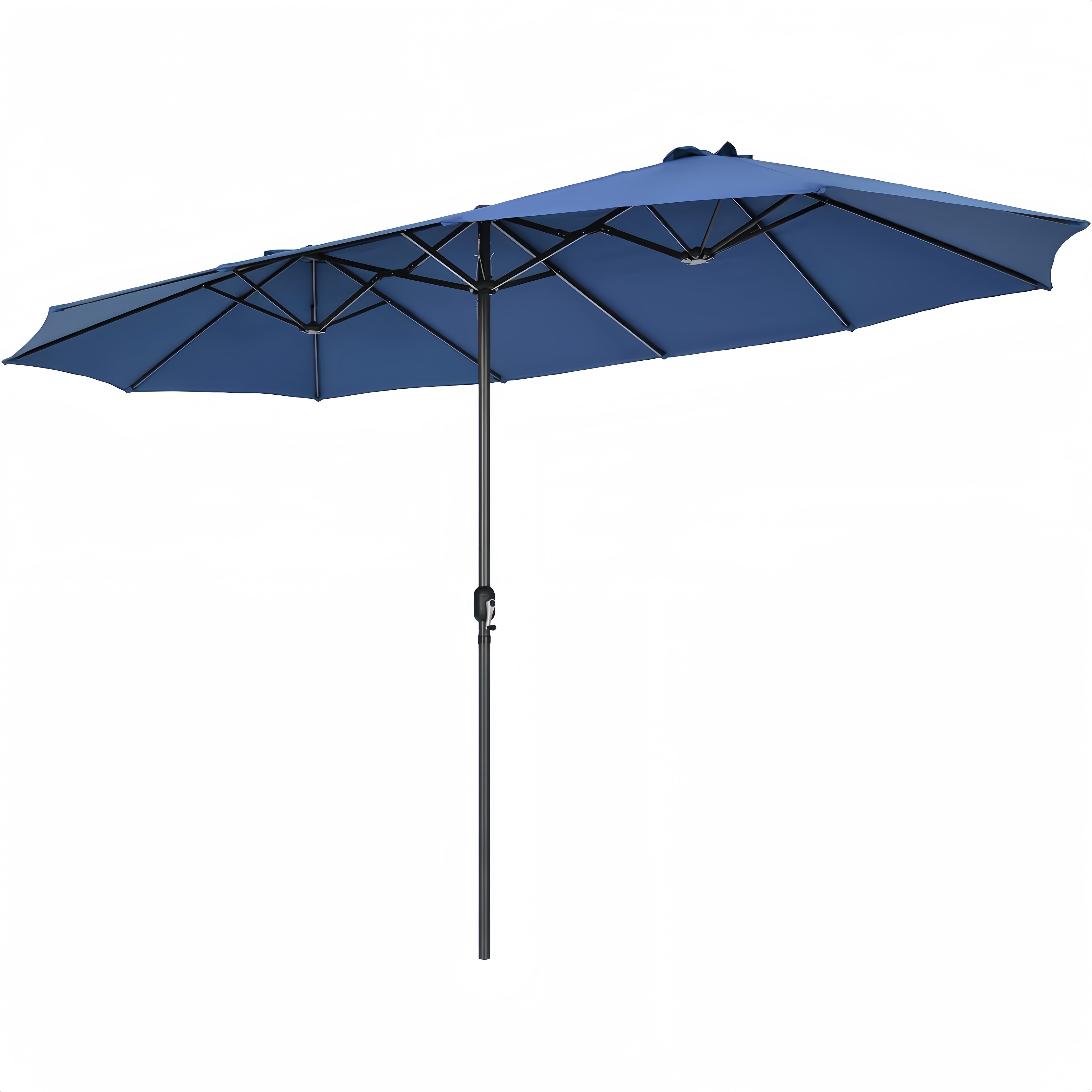 VOOYA HOME 15ft Large Patio Umbrellas Base NOT Included, Outdoor Double-Sided Umbrella with Crank Handle, UV Protective for Pool, Lawn Garden, Backyard (Pole Diameter 1.9 inch) Navy Blue