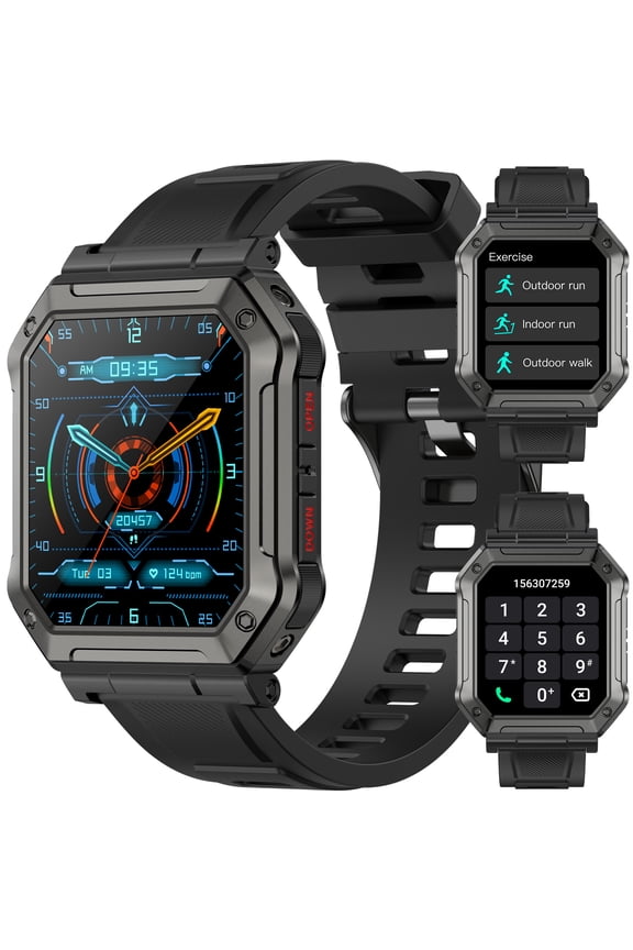 H31 Smart Watch for Men (Bluetooth Make/Answer Call) Smartwatch Compatible with Android iOS Waterproof Outdoor Digital Sport Run Watches Step Counter, Black, 1pc